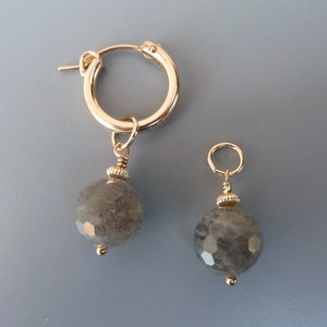 Labradorit Ohrring Charms, Gold Ohrring Charms, Silber Ohrring Charms, austauschbare Ohrringe, Charms für Creolen, für Sie