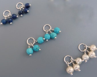 Earring Charms, Silver Earring Charms, Interchangeable Earrings,Changeable Earrings,Turquoise Earrings,Lapis Earrings,Pearl Earrings,1 Pair