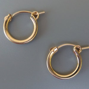 Gold Hoop Earrings, 13mm Gold Hoops, 15mm Gold Hoops, 18mm Gold Hoops, Interchangeable Earrings, For Earring Charms, Hoops For Charms,1 Pair