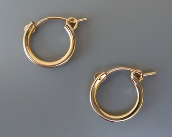 Gold Hoop Earrings, 13mm Gold Hoops, 15mm Gold Hoops, 18mm Gold Hoops, Interchangeable Earrings, For Earring Charms, Hoops For Charms,1 Pair