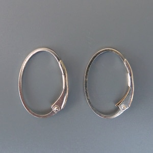 Sterling Silver Lever Back Ear Wires, Oval Leverback Earrings, Sterling Silver Huggies, Interchangeable Ear Wires For Earring Charms, 1 Pair
