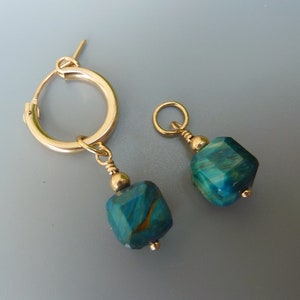 Blue Tigers Eye Earring Charms, Gold Earring Charms,Silver Earring Charms, Interchangeable,Changeable Huggie Charms,Charms For Hoops,For Her