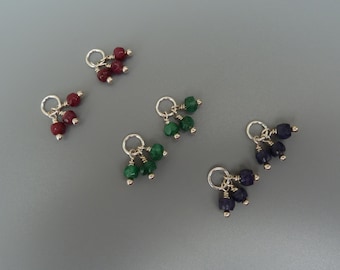 Earring Charms, Silver Earring Charms, Interchangeable Earrings,Changeable Earrings,Sapphire Earrings,Ruby Earrings,Emerald Earrings,1 Pair