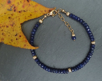 Sapphire Layering Bracelet, Sapphire Stacking Bracelet, Sapphire Bracelet, Gold Layering Jewelry, Gold Filled Bracelet, September Birthstone