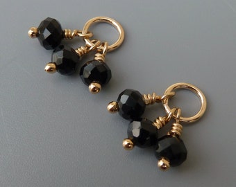 Black Spinel Earring Charms, Gold Earring Charms, Interchangeable Earrings, Changeable Drops,Charms For Hoops, Hoop Charms,Changeable Charms