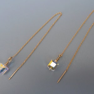 Gold Threader Earrings, Crystal Threader Earrings, Swarovski Crystal Earrings, Dainty Earrings, Linear Earrings,Gifts Under 50,Gifts For Her