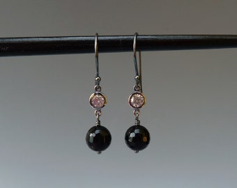 Black Onyx Earrings, Black And Silver Earrings, Black Gemstone Earrings, Black Earrings, Everyday Earrings, Holiday Jewelry, Gift For Her