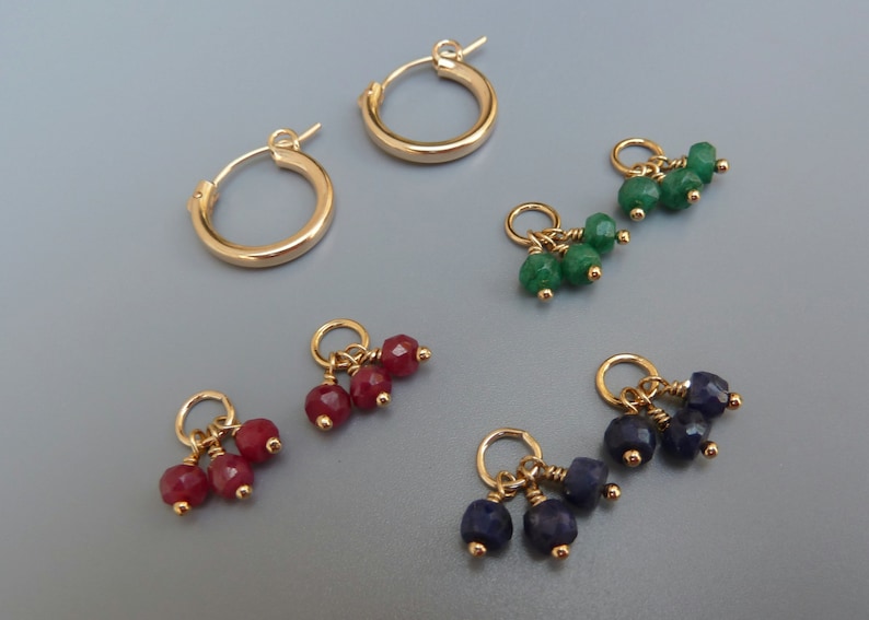 18K Gold Plated Choice of Enamel & Gemstone Charm Hoop Earrings main image 1