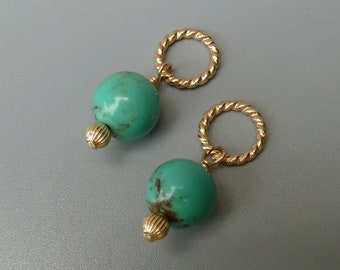 Turquoise Earring Charms, Gold Changeable Earring Charms, Interchangeable Earrings, Gold Earring Drops, Gold Filled Earring Charms, 1 Pair