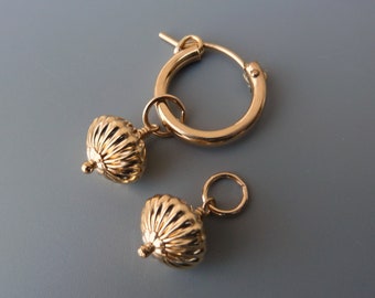 Gold Fluted Earring Charms,Changeable Charms, Gold Earring Charms, Silver Earring Charms, Interchangeable Earrings,Charms For Hoops, For Her