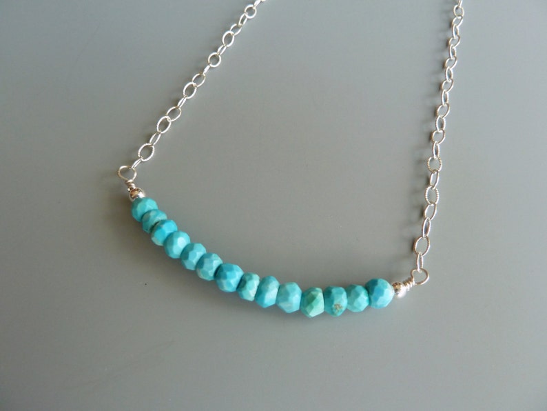 Turquoise Bead Bar Necklace Gemstone Bar Necklace Dainty Etsy