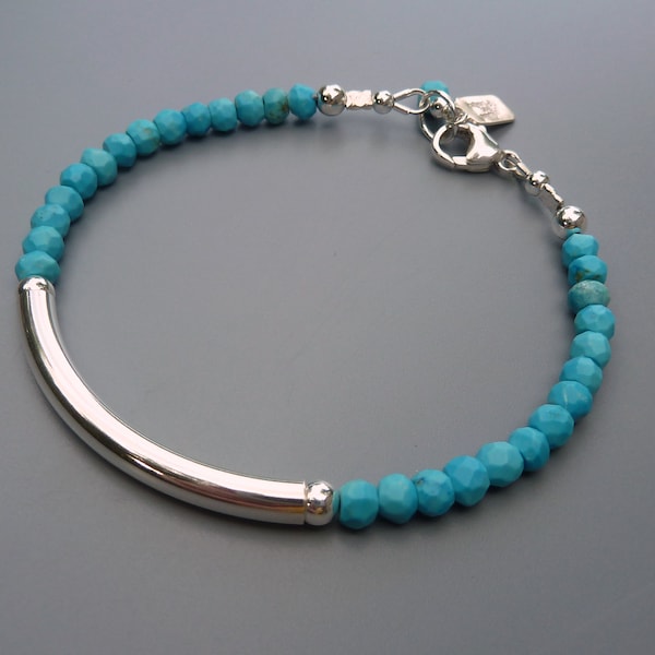 Silver Turquoise Tube Bracelet