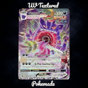 Gengar VMAX #271 Pokemon Fusion Strike Holographic Proxy Custom Card UV Textured