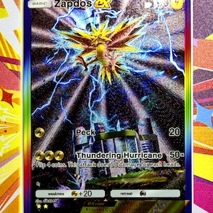 Premium (Texture) Zapdos Pokémon TCG Pocket – carta Pokémon proxy di alta qualità personalizzata Shiny Holo full art genetica apex isola mitica set