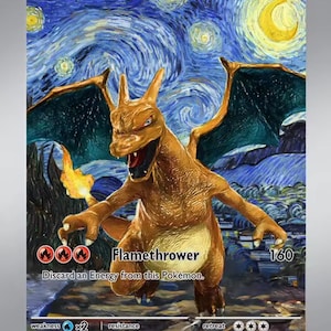 Charizard The Starry Night Pokémon x Van Gogh Black Star-actiekaart op maat gemaakt
