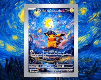Pikachu with The Starry Night Van Gogh Inspired - Perfect Gift for