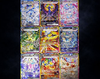 Prismatic evolution / Terastal Festival Eeveelutions ex 9-Card Bundle Proxy Set - Umbreon Espeon Sylveon Leafeon UV Texture