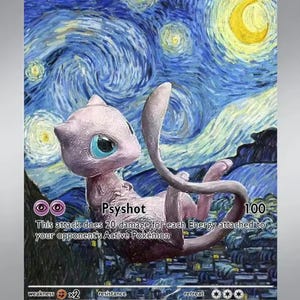 Carte promotionnelle Mew La Nuit étoilée Pokémon x Van Gogh Black Star faite sur mesure