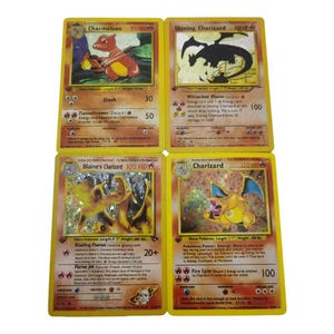 Glurak (Charizard) Pokémon-Kartenset - Vintage-Stil Blaine’s, Shining, first edition Glurak & Charmeleon Sonderanfertigungen