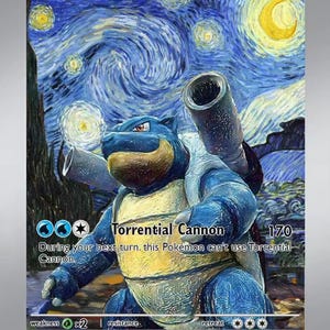 Blastoise The Starry Night Pokémon x Van Gogh Black Star-actiekaart op maat gemaakt