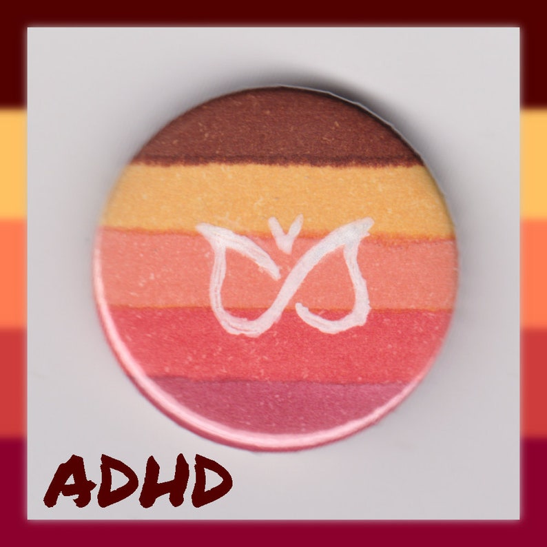 ADHD Pride 1 Button Badge 3 Flag Options Etsy
