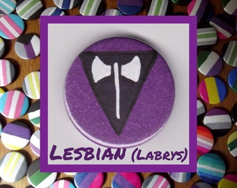 Lesbian Labrys Pride 1" button badge