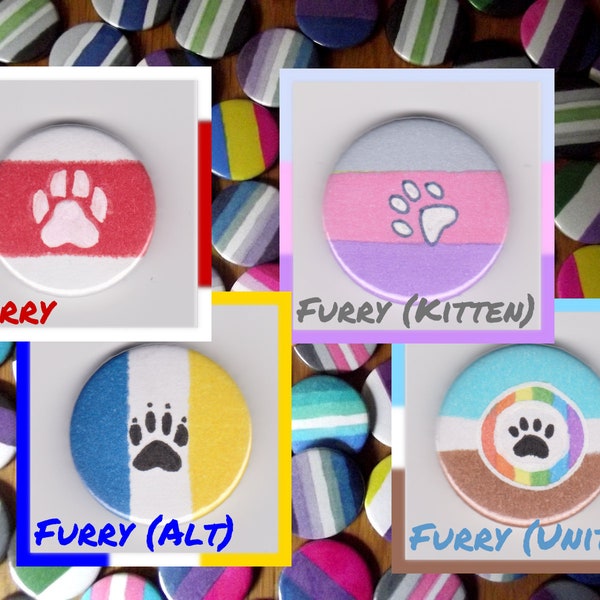 Furry Pride 1" button badge (4 flag options)