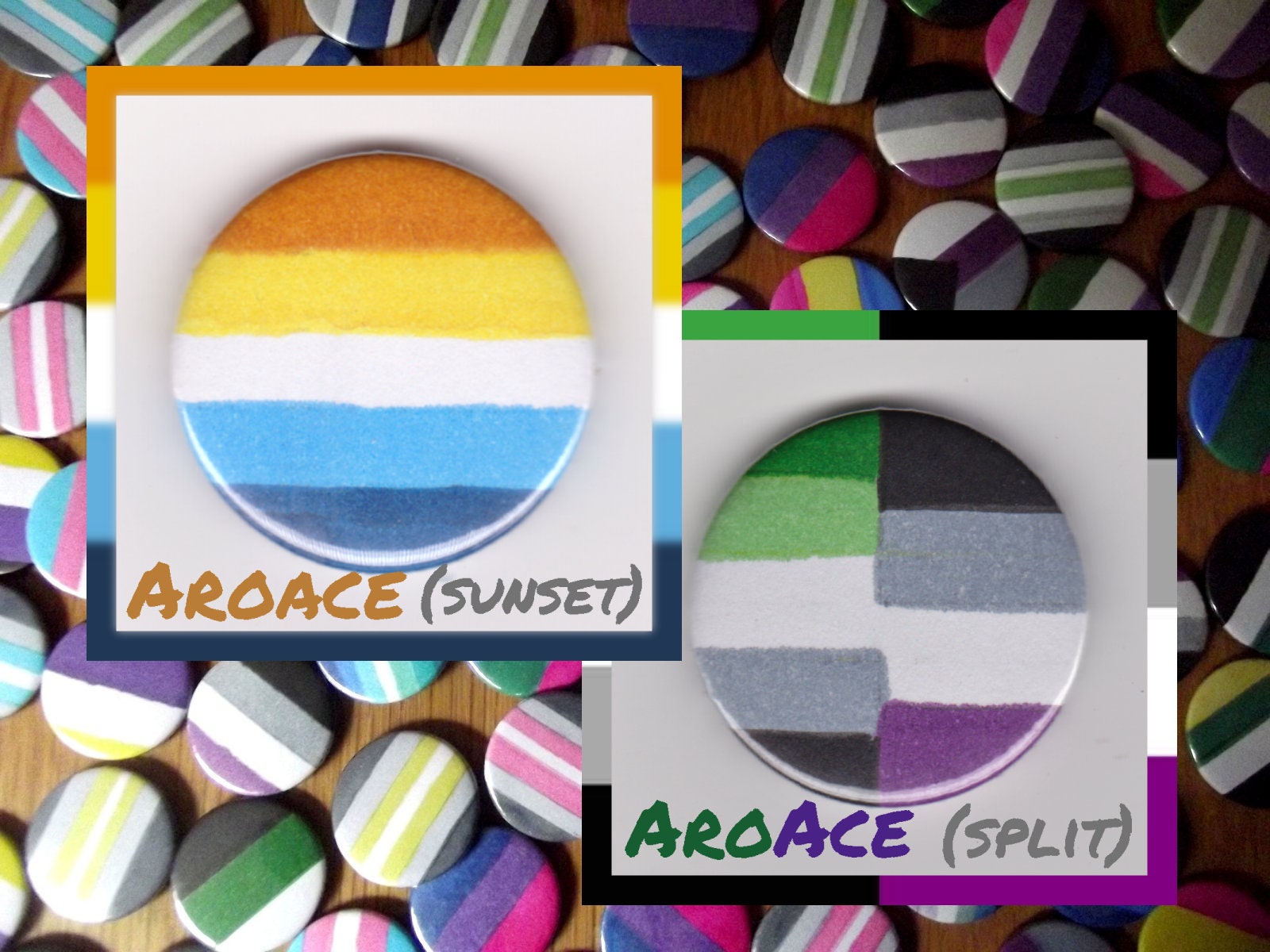 Aroace Pride 1 Button Badge Sunset Or Split Flag Etsy Aroace Pride 1 Button Badge Sunset Or Split Flag Etsy