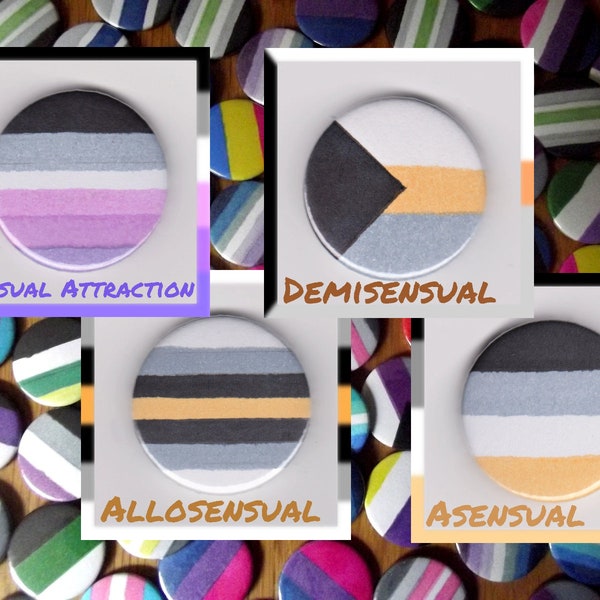 Sensual Attraction Pride 1" button badges (4 flag options)