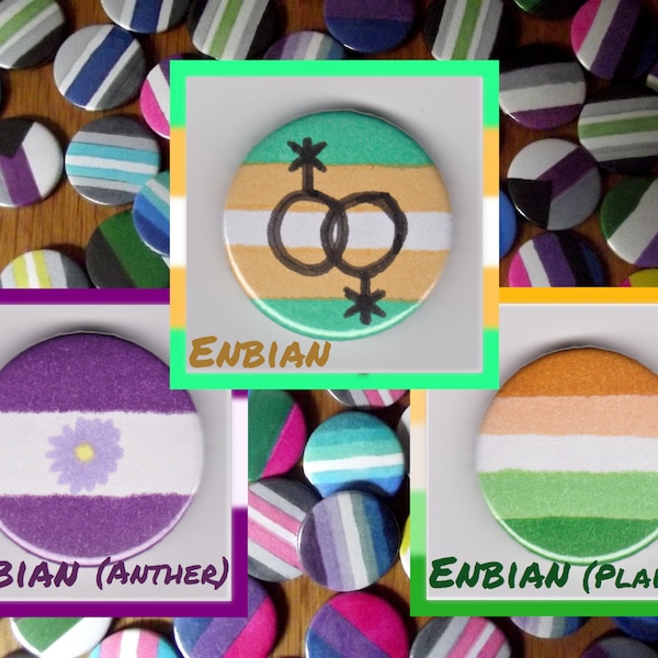 Badge Enbian Pride 2,5 cm (3 drapeaux au choix)