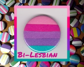 Bi-Lesbian Pride 1" button badge (2 flag options available)