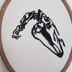 Horse Skull framed embroidery gothic Victorian curio wall art anatomy picture Halloween