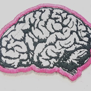 Brain Iron-on patch. Goth, Horror, Deathrock, Metal, Psychobilly, Leather Jacket, Bag, Battle Jacket, Blazer, Cut, Biker