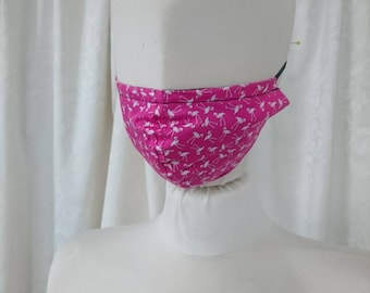 Flamingo Cotton Face Mask, Washable Reusable, Filter Pocket, Nose Wire