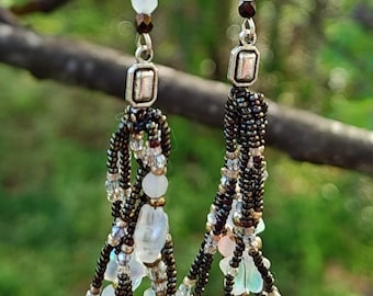 Bronze star fringe earrings