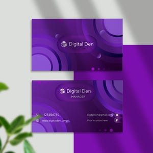 Purple Business Card Template Canva: Modern Professional Design (Instant Download)
