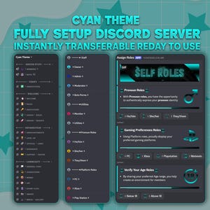 Cyan Discord サーバーテーマ | 完全セットアップ、カスタム絵文字とロール