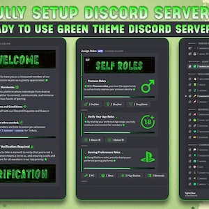 Fully Setup Green Themed Discord Server | Aesthetic Server with Custom Emojis, Banners & Instant Ownership