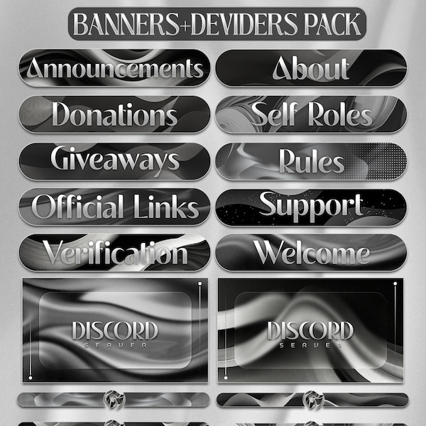 Monochrome Discord Banner: Moderne Kanalteiler (PNG Digital Download)
