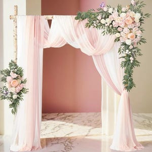 Wedding Arch Flowers & Drapes Set, Pink Floral Arch Decor, Flower Arch Kit, Ceremony Backdrop, Wedding Decor, Arch Flowers, Wedding Flowers