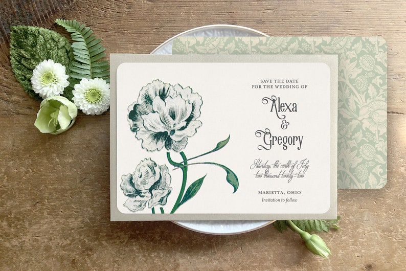 Save the Date Cards, Art Nouveau Save the Dates, Save the Date Postcards, Boho Wedding Save the Date Cards Sweet Adeline image 2