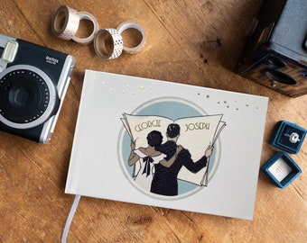Art Deco Wedding Guest Book: Ivory & Gold Foil Photo Album