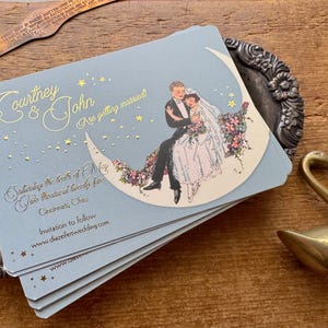 Invitación de boda Art Déco de los años 20, con diseño de Gatsby, Luna y estrellas, para fiesta en un bar clandestino - Paper Moon Couple imagen 6
