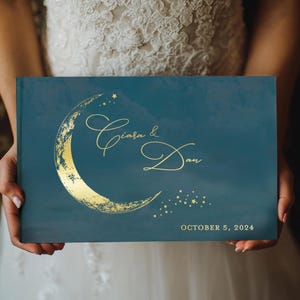 Wedding Guest Book, Moon Wedding Photo Album, Moon Stars, Gatsby Guest Book, Reception Photo Album, Celestial Moon Wedding