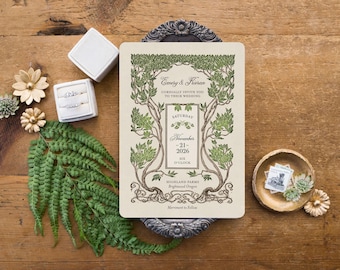 Woodland Wedding Invitations: Forest and Nature Stationery - Rustic Trees