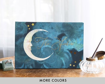 Celestial Wedding Guest Book: Gold Foil Moon & Stars, Photo Album