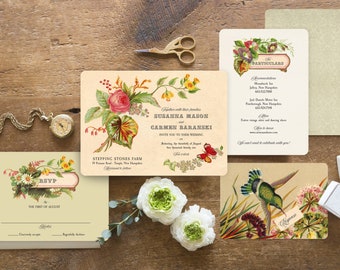 Victorian Rose Wedding Invitations: Vintage Floral, Boho Style