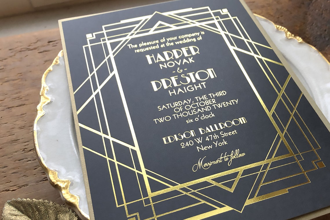 Art Deco Save the Date Save the Dates Art Deco Wedding Etsy