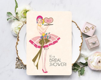 Art Deco Bridal Shower Invitation: 1920s Gatsby Glam