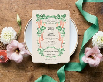Vintage Garden Wedding Invitation Suite: Art Nouveau Stationery - Le Fleur